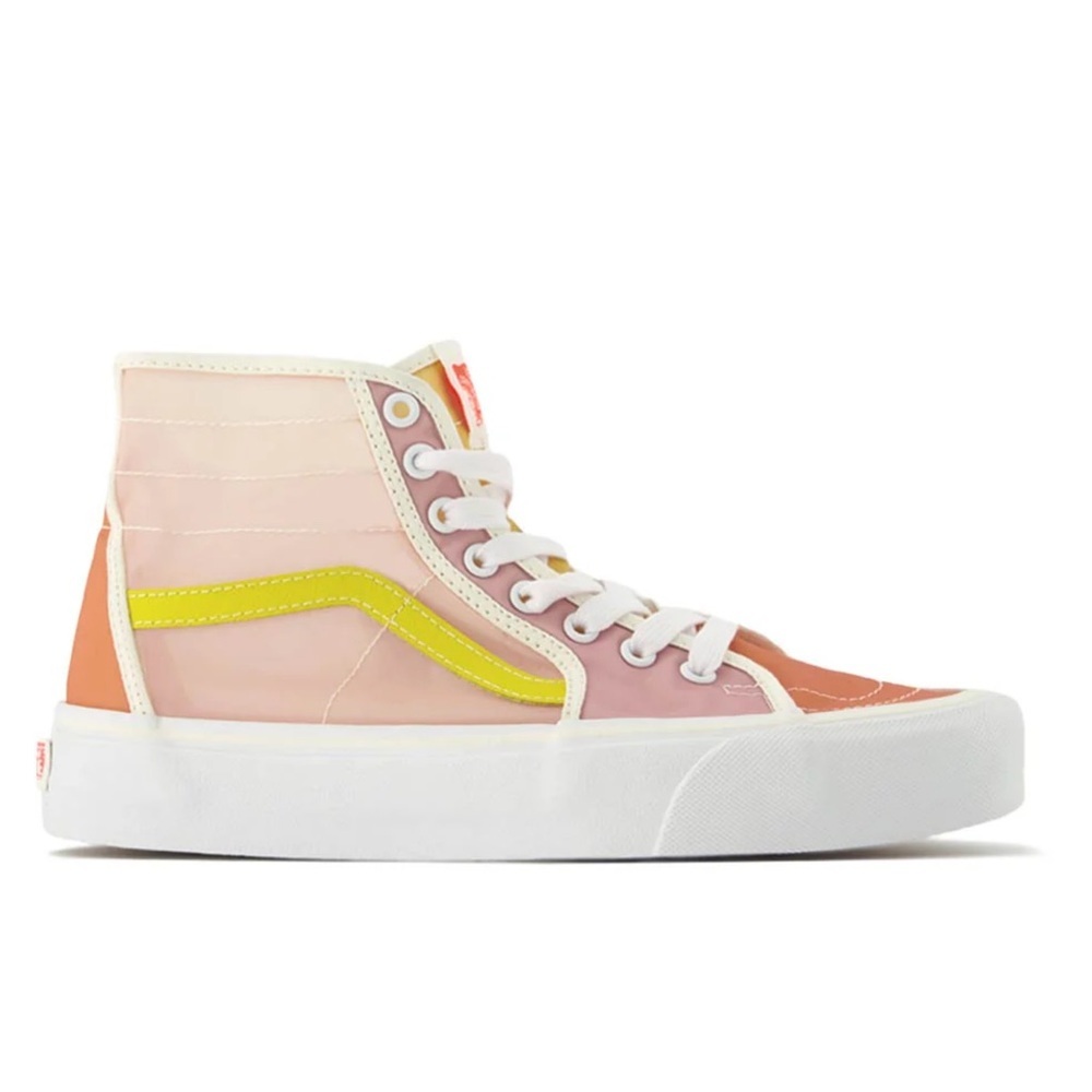 Vans Sk8-Hi Colorblock High-Top Sneakers in Peach, Pink & Yellow